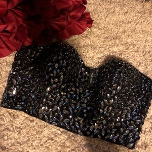 Guess by Marciano Black Rhinestone Designer Bra